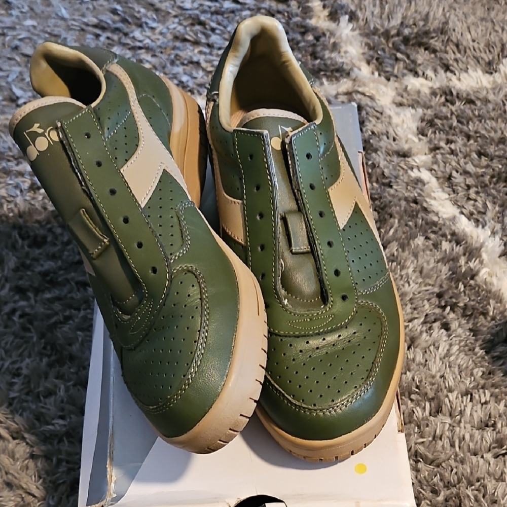 Green and Tan Sneakers